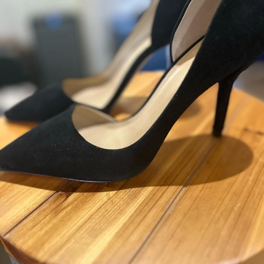 Michael Kors Black Suede Pointed-Toe Heels - Picture 2 of 6